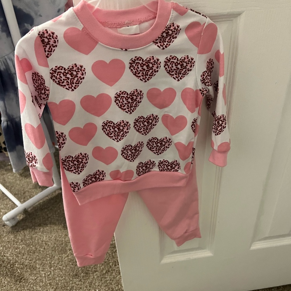 Charming Pink Heart Kids Pajama Set